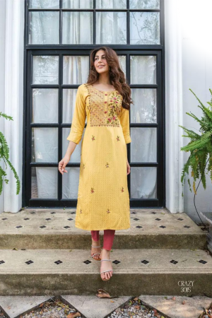 Premium Hand Embroidered Long Kurti in Viscose Fabric
