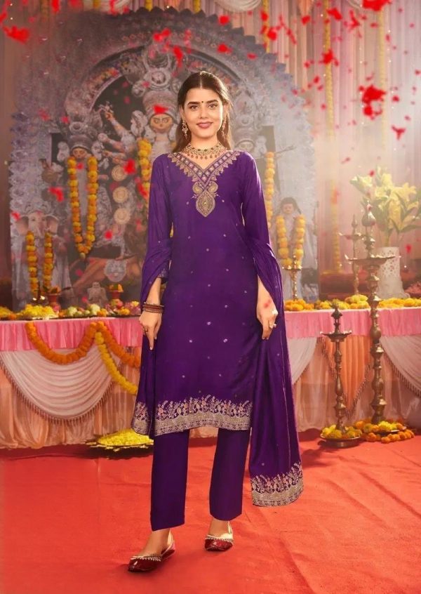 Muslin Jacquard Designer Readymade Kurta Set with Dupatta