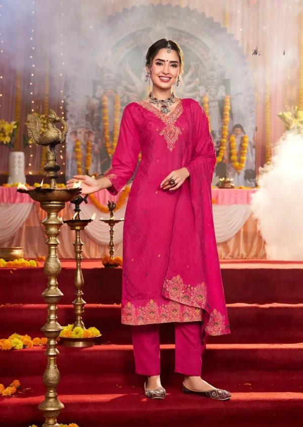 Muslin Jacquard Designer Readymade Kurta Set with Dupatta