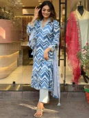 Muslin Printed Designer Kurti with Bottom and Dupatta