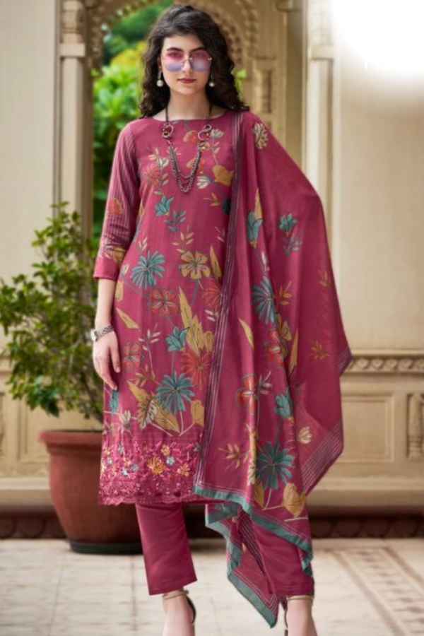 Muslin Fabric Unstitched Dress Material With Digital Print