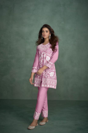 Chikankari Embroidery Coord Set in Rayon Fabric.