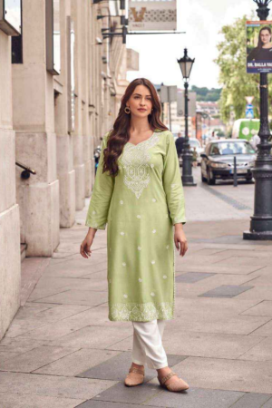 Chikankari Embroidery Coord Set in Rayon Fabric.