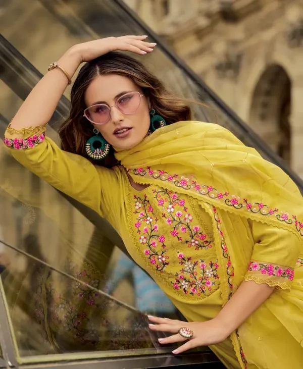 Jacquard Milan Silk Premium Kurta Set with Dupatta with Handwork. - Image 6