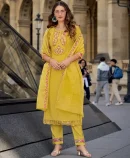 Jacquard Milan Silk Premium Kurta Set with Dupatta with Handwork.
