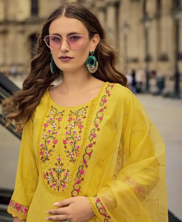 Jacquard Milan Silk Premium Kurta Set with Dupatta with Handwork. - Image 4