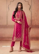 Pure Jacquard Silk Unstitched Dress Material with beautiful Dupatta.