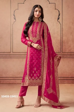 Pure Jacquard Silk Unstitched Dress Material with beautiful Dupatta.