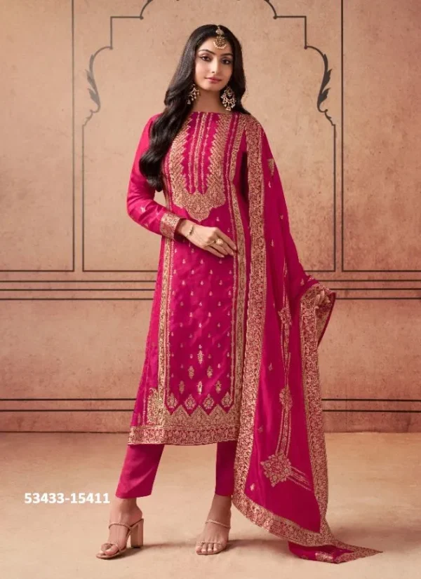 Pure Jacquard Silk Unstitched Dress Material with beautiful Dupatta.