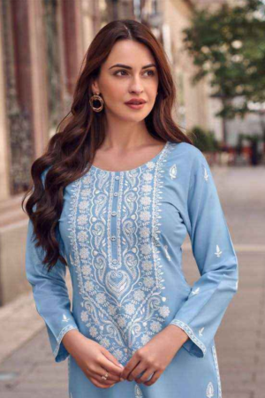 Chikankari Embroidery Coord Set in Rayon Fabric.