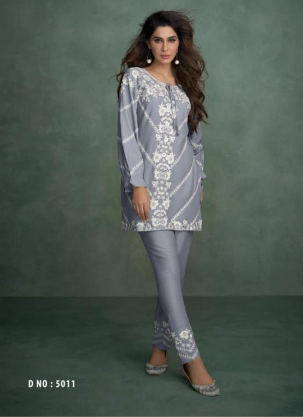 Chikankari Embroidered Co ord Set in Rayon Fabric - Image 2