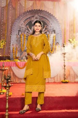 Muslin Jacquard Designer Readymade Kurta Set with Dupatta