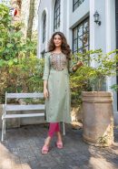 Premium Hand Embroidered Long Kurti in Viscose Fabric