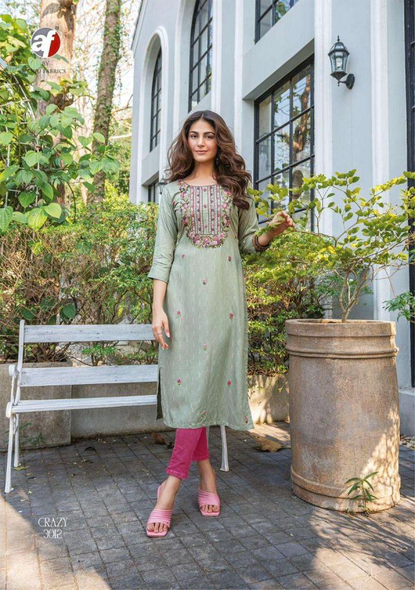 Premium Hand Embroidered Long Kurti in Viscose Fabric
