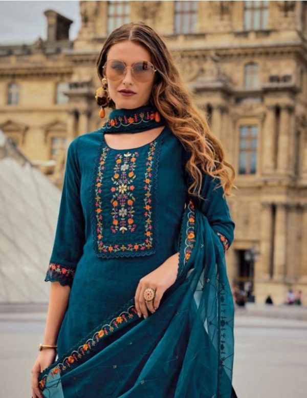 Jacquard Milan Silk Premium Kurta Set with Dupatta with Handwork - Image 4