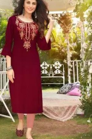 Premium Viscose Kurti with Heavy Handwork.