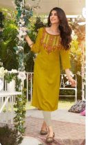 Premium Viscose Kurti with Heavy Handwork.