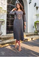 Rayon Fabric Short Kurti With Embroidery