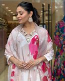 Pure Crepe Kurta Set with Embroidered Lace Work.