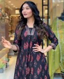 Pure Cotton Kurta Set with Dupatta with Lace Work on Neckline and Sleeves.