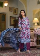ikkat Print Kurta Set With Dupatta With Patch Work and Intricate Lace Work