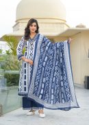Pure Cotton A-Line Kurta Set with Dupatta