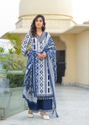 Pure Cotton A-Line Kurta Set with Dupatta