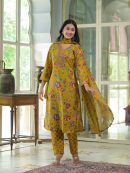 Pure Cotton Floral Print Kurta Set with Dupatta