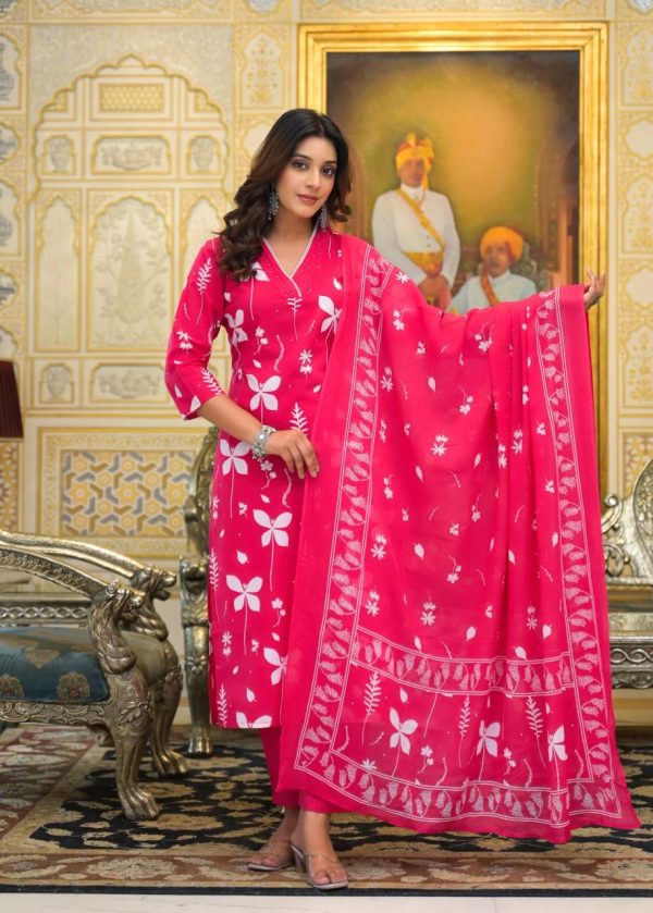 Women Viscose Rayon styles pink Kurta Set with Dupatta - Image 7