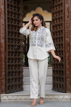 Cotton Flex Coord Set with Thread Work in Front.