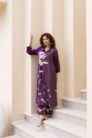 Premium German Rayon Long Co-ord Set With Intricate Work