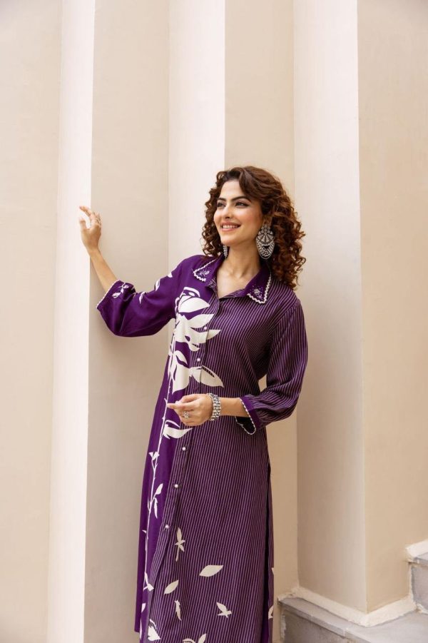 Premium German Rayon Long Co-ord Set With Intricate Work - Image 4