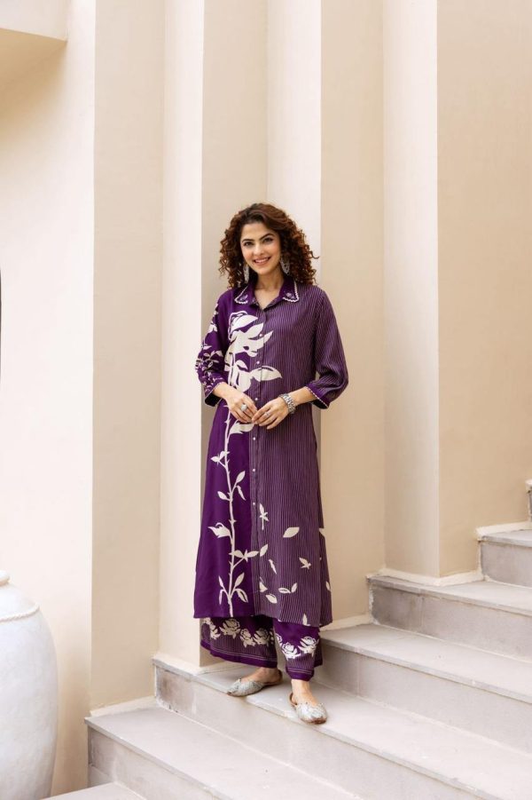Premium German Rayon Long Co-ord Set With Intricate Work - Image 3