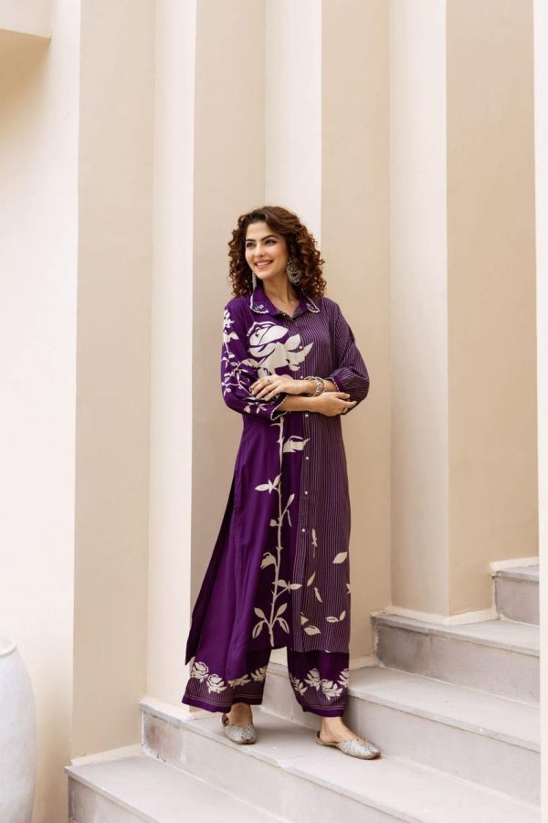 Premium German Rayon Long Co-ord Set With Intricate Work - Image 2