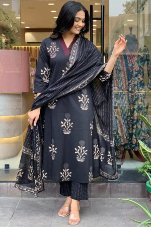 Pure Cotton Readymade Kurta Set with Dupatta