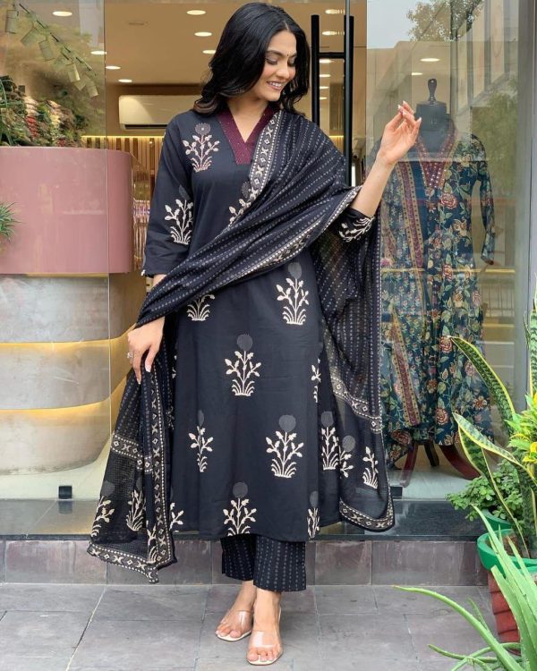 Pure Cotton Readymade Kurta Set with Dupatta