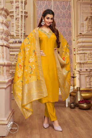 Pure Dola Silk Kurti Pant with Heavy Dupatta