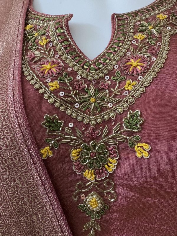 Pure Tissue Shimmer Kurta Pant with Dupatta - Image 6