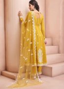 Mustard Colored Embroidered Kurta Set with Dupatta
