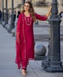 Jacquard Milan Silk Premium Kurta Set with Dupatta with Handwork.