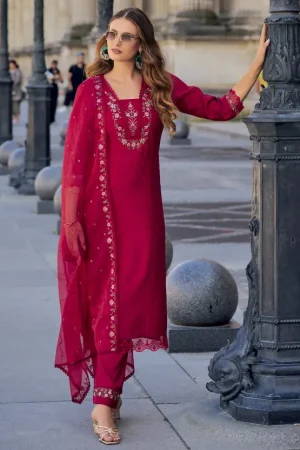 Jacquard Milan Silk Premium Kurta Set with Dupatta with Handwork.