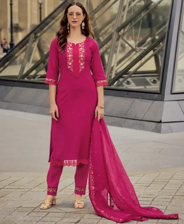 Jacquard Milan Silk Premium Kurta Set with Dupatta with Handwork.