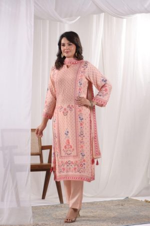Premium Designer Kurta Set with Dupatta in Muslin Fabric