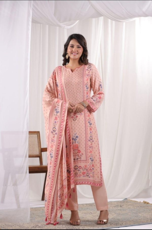 Premium Designer Kurta Set with Dupatta in Muslin Fabric - Image 5