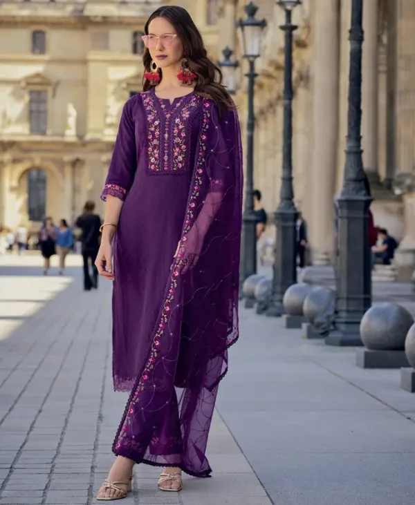 Jacquard Milan Silk Premium Kurta Set with Dupatta with Handwork.