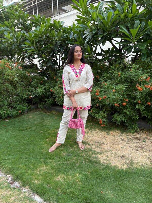 Kora Cotton Schiffli Co-ord Set with beautiful detailing. - Image 2