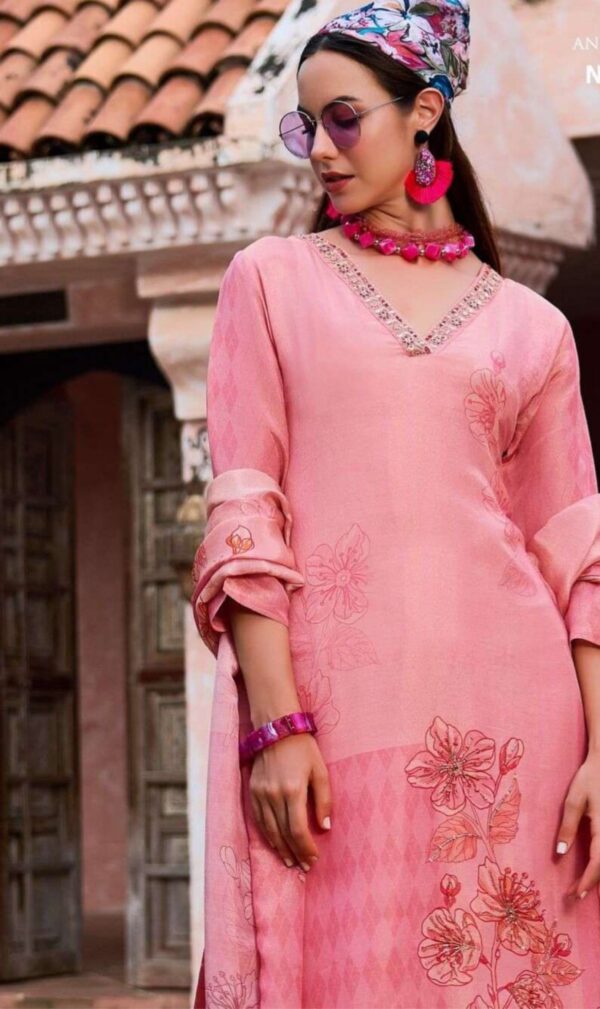 Pure Tissue Shimmer with Digital Print & Handwork - Image 3