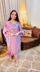 Roman Silk Ragini Kurta Set with Embroidered Patch Work