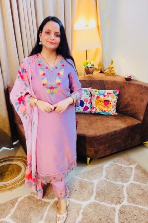 Roman Silk Ragini Kurta Set with Embroidered Patch Work