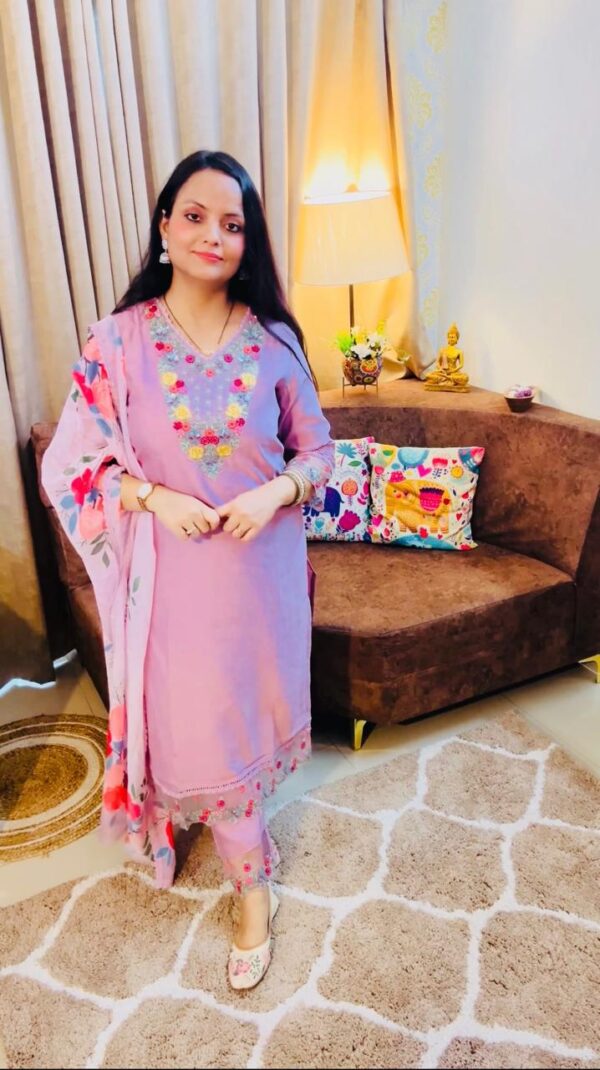 Roman Silk Ragini Kurta Set with Embroidered Patch Work